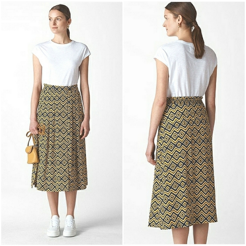 Whistles Cupro Blend Wrap Midi Skirt Size 6